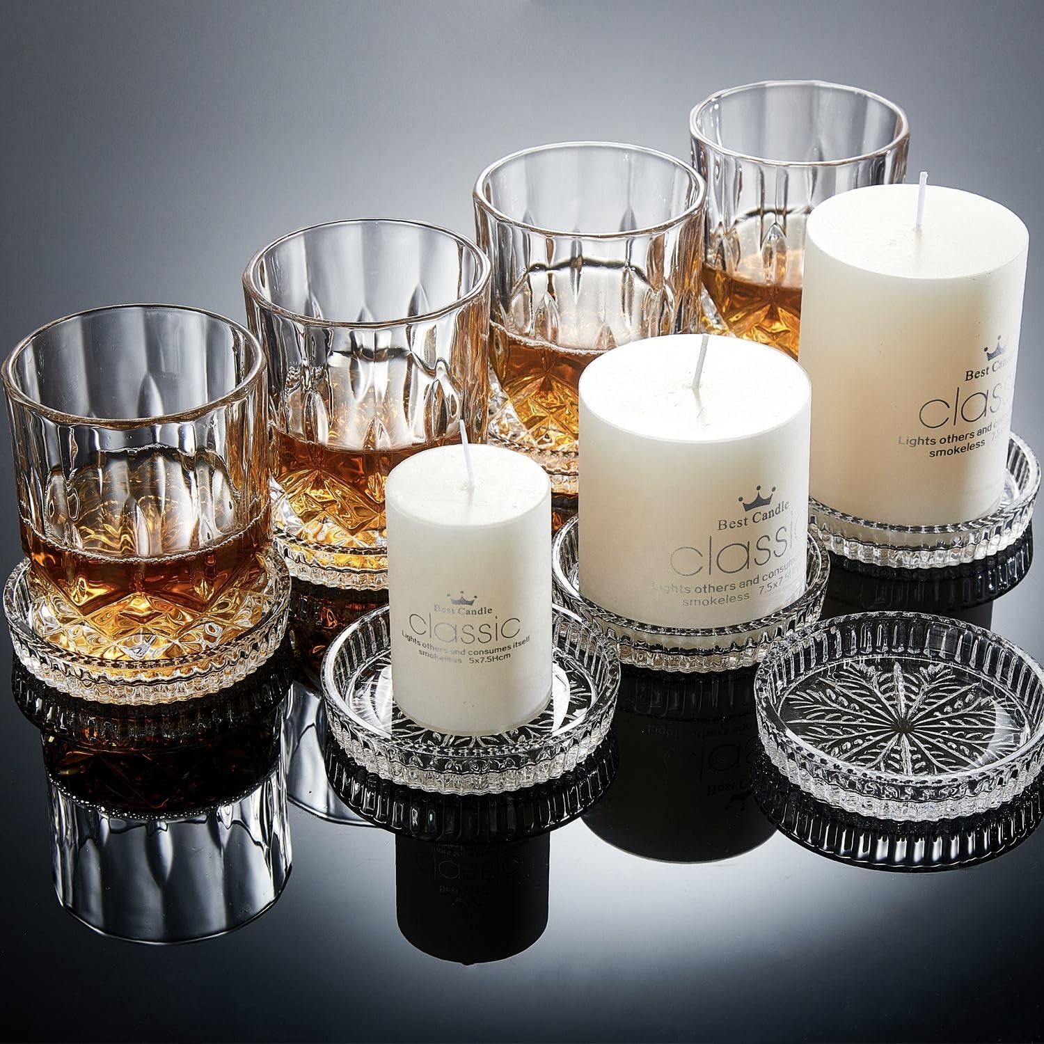 Ragyula (Set Of 6) Round Glass Drink Coasters, Crystal Coasters Decorative Glass Plates Clear Glass Coasters For Mugs, Cups, Din
